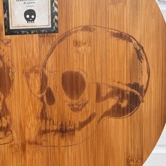 Ciroa WICKED SKULLS Bamboo Lazy Susann 16" Rotating Platter Halloween NEW - Picture 3 of 7